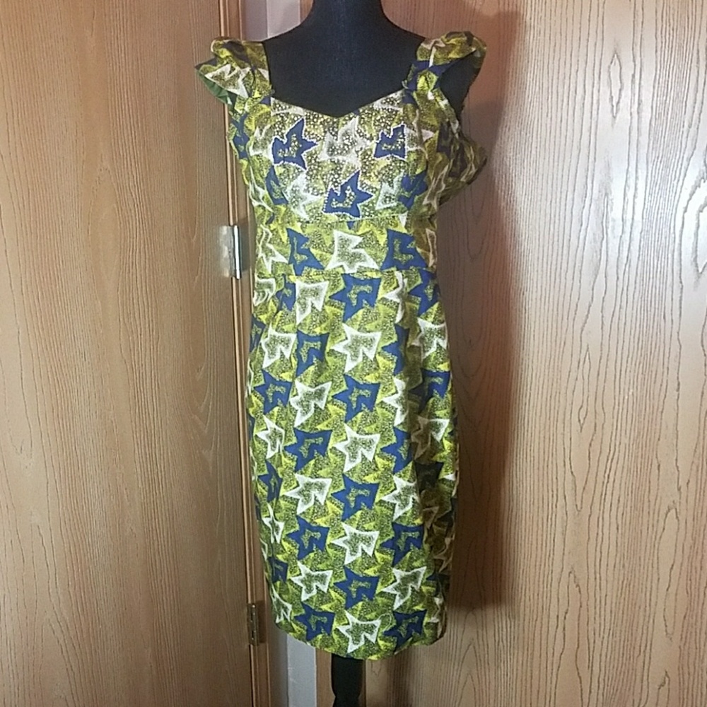 Homemade Midi Green Dress with EcoWas Fabric